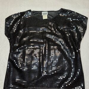 Orare Size M Black Sequin Top